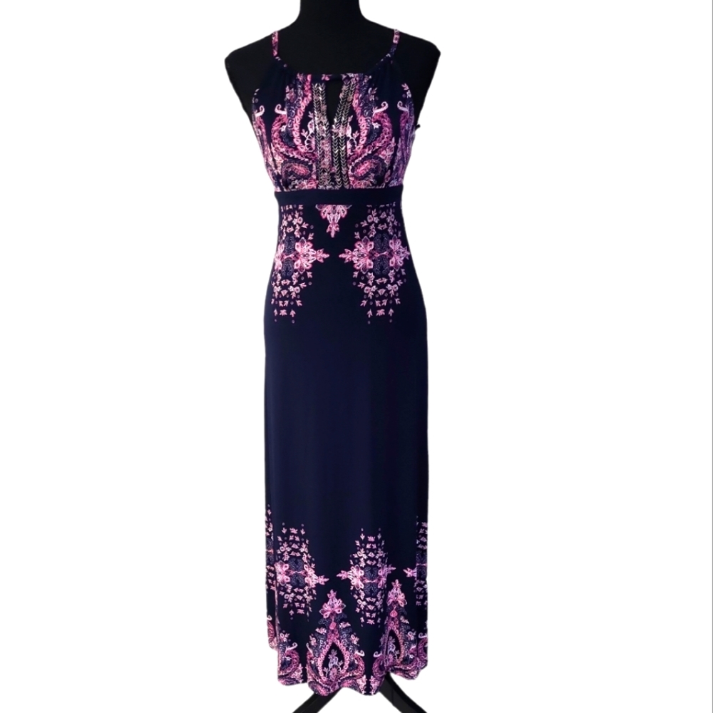 NWOT INC international concept women's beaded floral maxi Sleeveless dress XS/PP